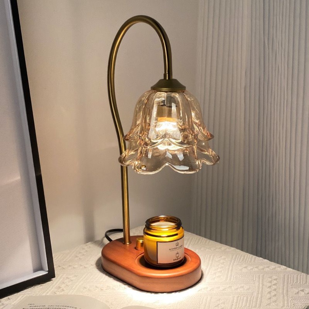 Home Fragrance French - โคมไฟเทียนหอมรูปดอกลิลลี่ออฟเดอะแวลลีย์สไตล์ฝรั่งเศสย้อนยุค, ตกแต่งบรรยากาศ, เซรามิกและโลหะ, สำหรับข้างเตียง, แสงหอมไร้เปลวไฟ