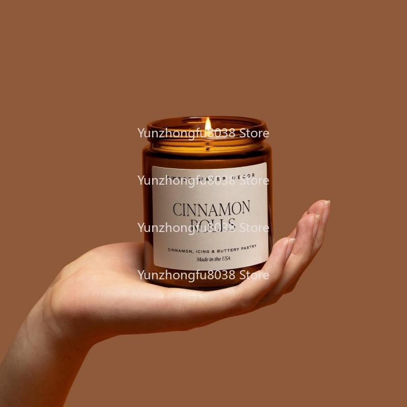 Amber Jar Candle - กลิ่นเครื่องเทศอุ่นๆ และกลิ่นส้มสำหรับตกแต่งบ้าน - เทียนถั่วเหลืองที่ให้ความหอมนาน 40 ชั่วโมง
