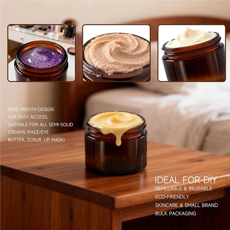 Amber Jar Candle - AA05 สำหรับเครื่องสำอางโฮมเมด บาล์ม เทียน บัตเตอร์ บรรจุภัณฑ์-
