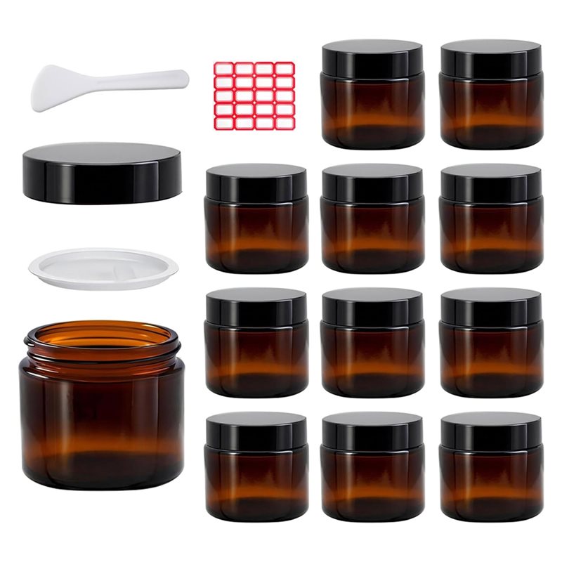 Amber Jar Candle - สำหรับเครื่องสำอางโฮมเมด บาล์ม เทียน บัตเตอร์ - ขวดแก้วสีเหลืองอำพันขนาด