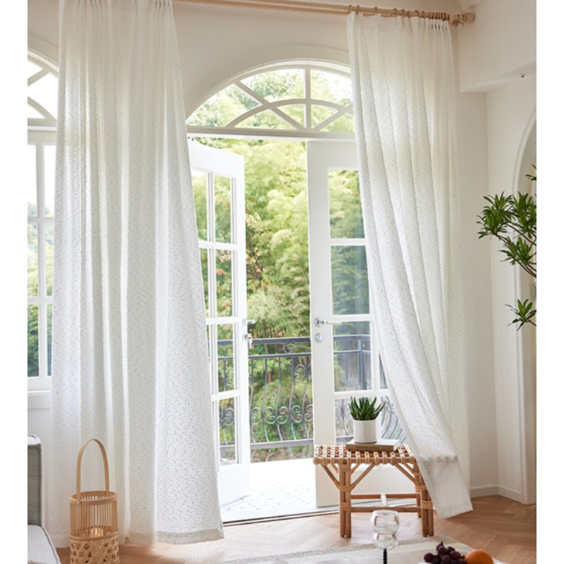 ม่านโปร่งแสงสีขาวเรียบง่ายสไตล - Home Fragrance French บทวิจารณ์และราคา
