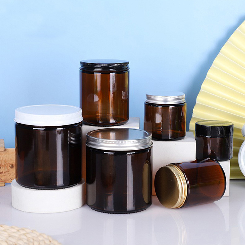 ถ้วยเทียนแก้วทรงกลมสีน้ําตาลแล - Amber Jar Candle บทวิจารณ์และราคา