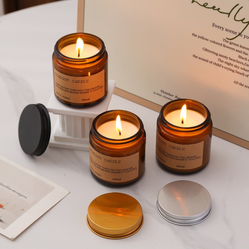 เทียนหอมขี้ผึ้งในโถแก้วสีอำพัน - Amber Jar Candle บทวิจารณ์และราคา