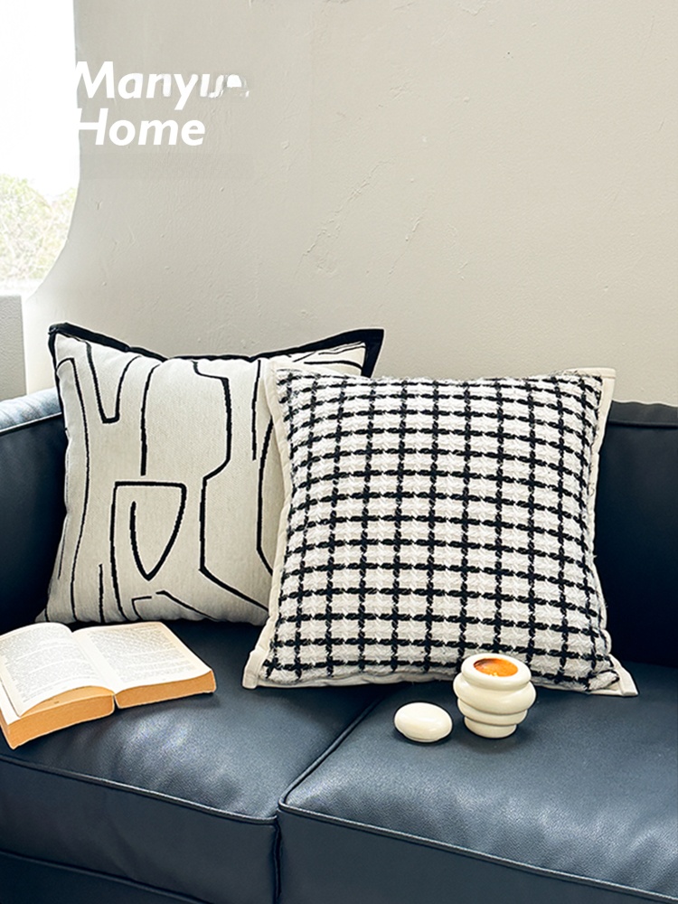 ปลอกหมอนลายตารางขาวดำสไตล์มินิ - Home Fragrance French บทวิจารณ์และราคา