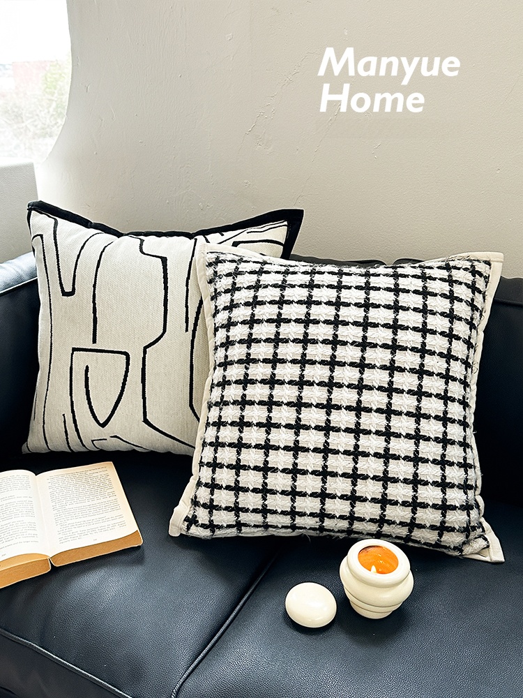 ปลอกหมอนลายตารางขาวดำสไตล์มินิ - Home Fragrance French บทวิจารณ์และราคา