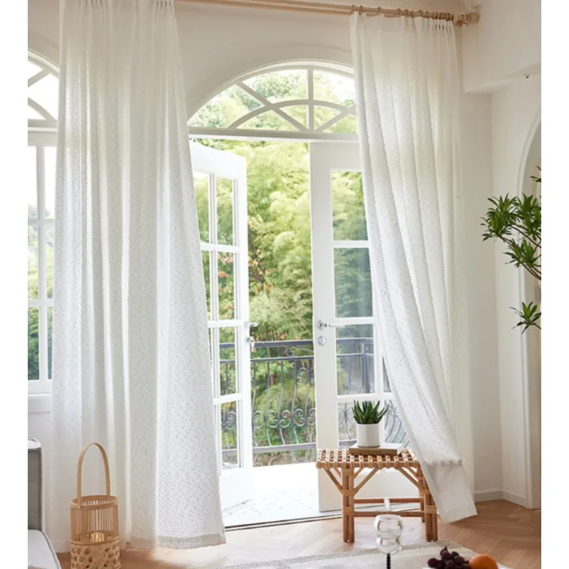 ม่านโปร่งแสงสีขาวเรียบง่ายสไตล - Home Fragrance French บทวิจารณ์และราคา