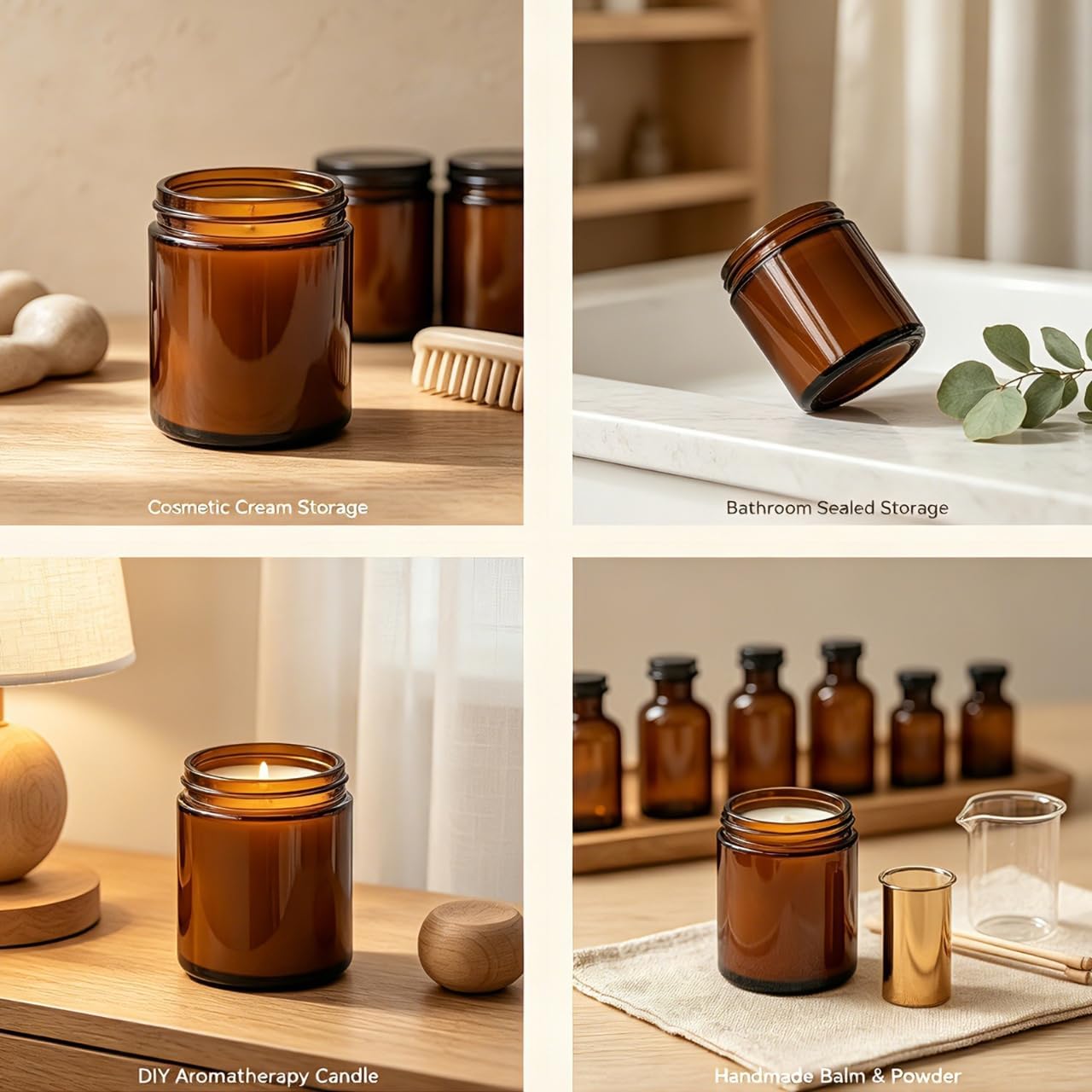 ขวดแก้วสีอำพันขนาด 8 ออนซ์ 30  - Amber Jar Candle บทวิจารณ์และราคา