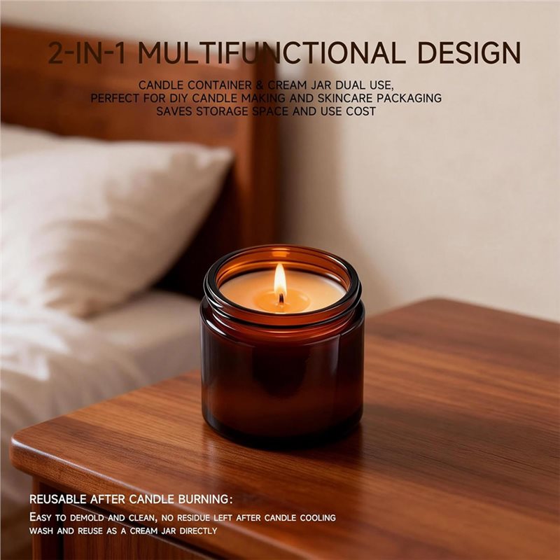 ฝาปิดกันรั่ว, ขวดแก้วสีอำพันขน - Amber Jar Candle บทวิจารณ์และราคา